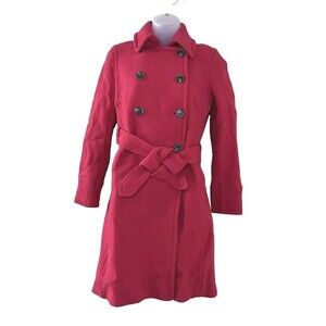 J. Crew Womens Winter Coat Red Wool Blend Double Breasted XS